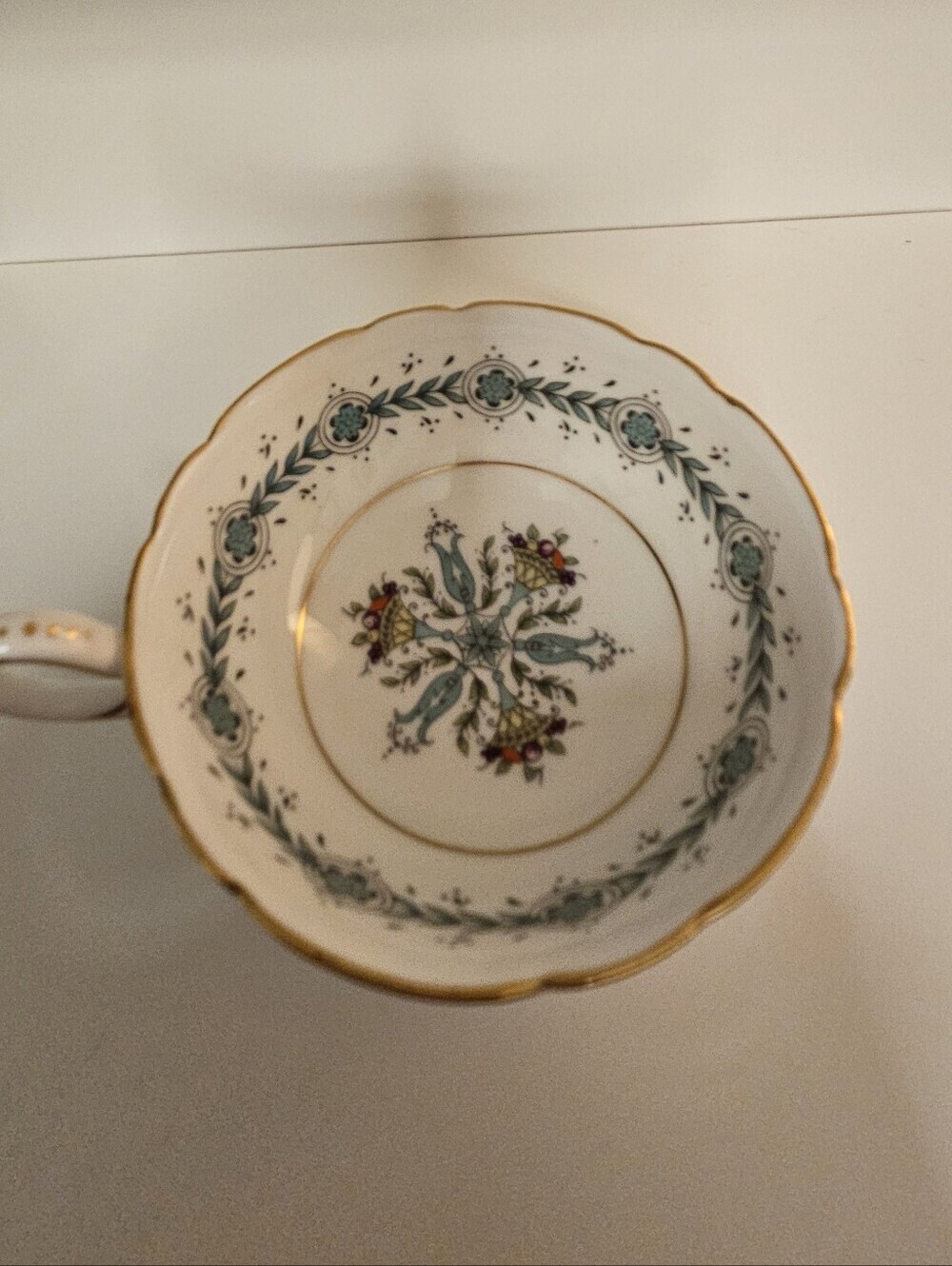 Coalport Geneva Vintage Fine Bone China Tea Cups Set of 6 Turquoise Gold Gilt
